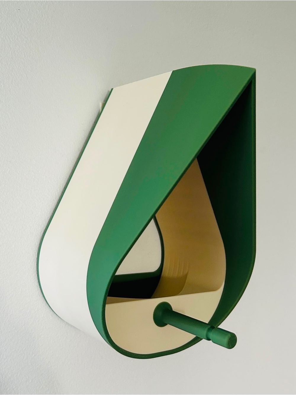 Modern Green and Cream Wall-Mounted Bird Feeder